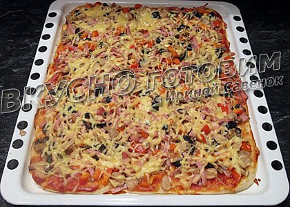 Пицца c ветчиной и грибами - шаг 5