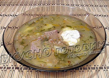 Рассольник с перловкой