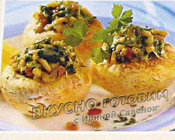 Шляпки шампиньонов с начинкой