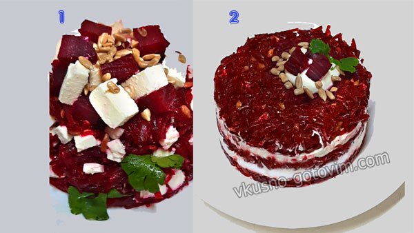 Салат из свеклы с сыром Фета 2 способа приготовления